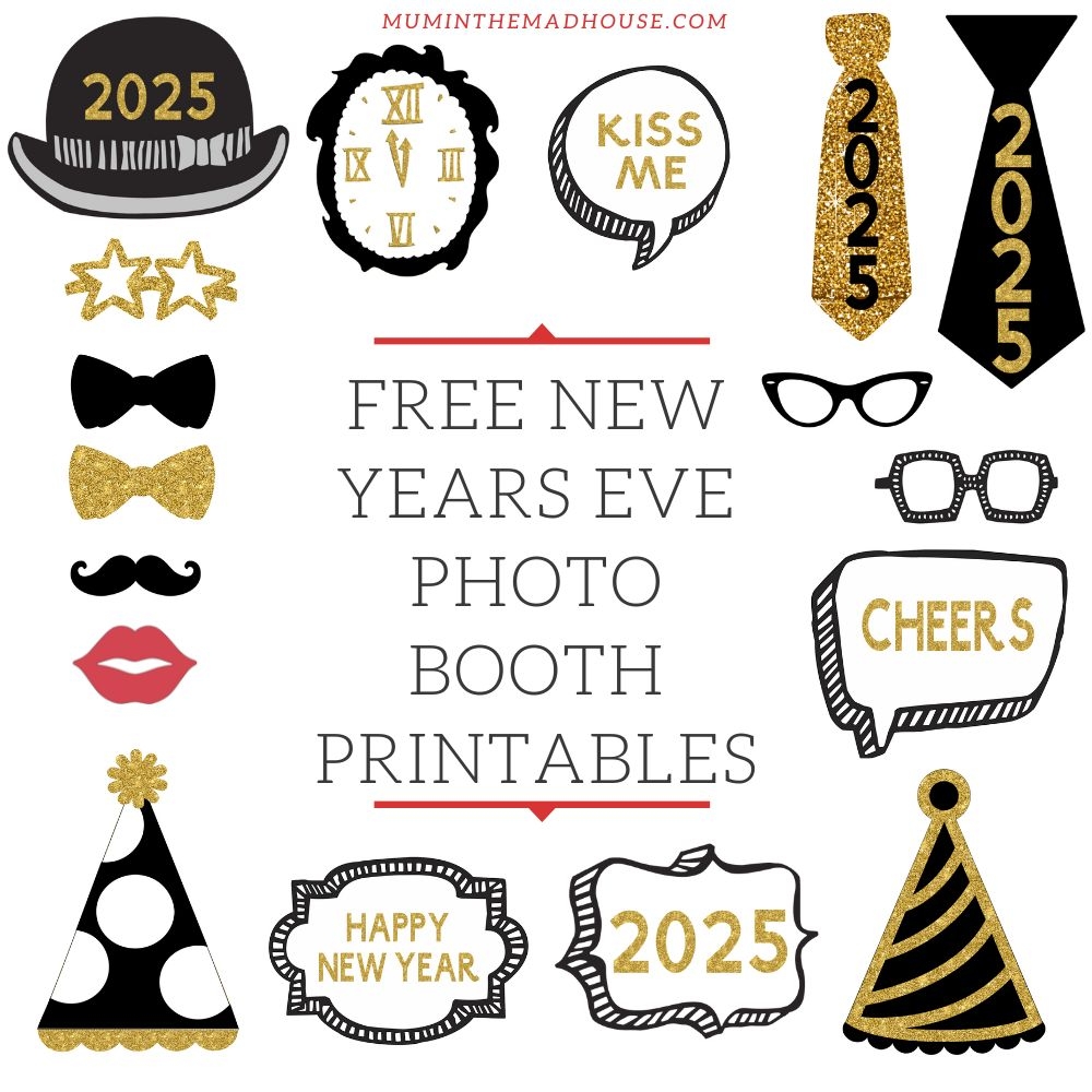 Free Printable New Year s Eve Photo Booth Props 2025 Fun Party 