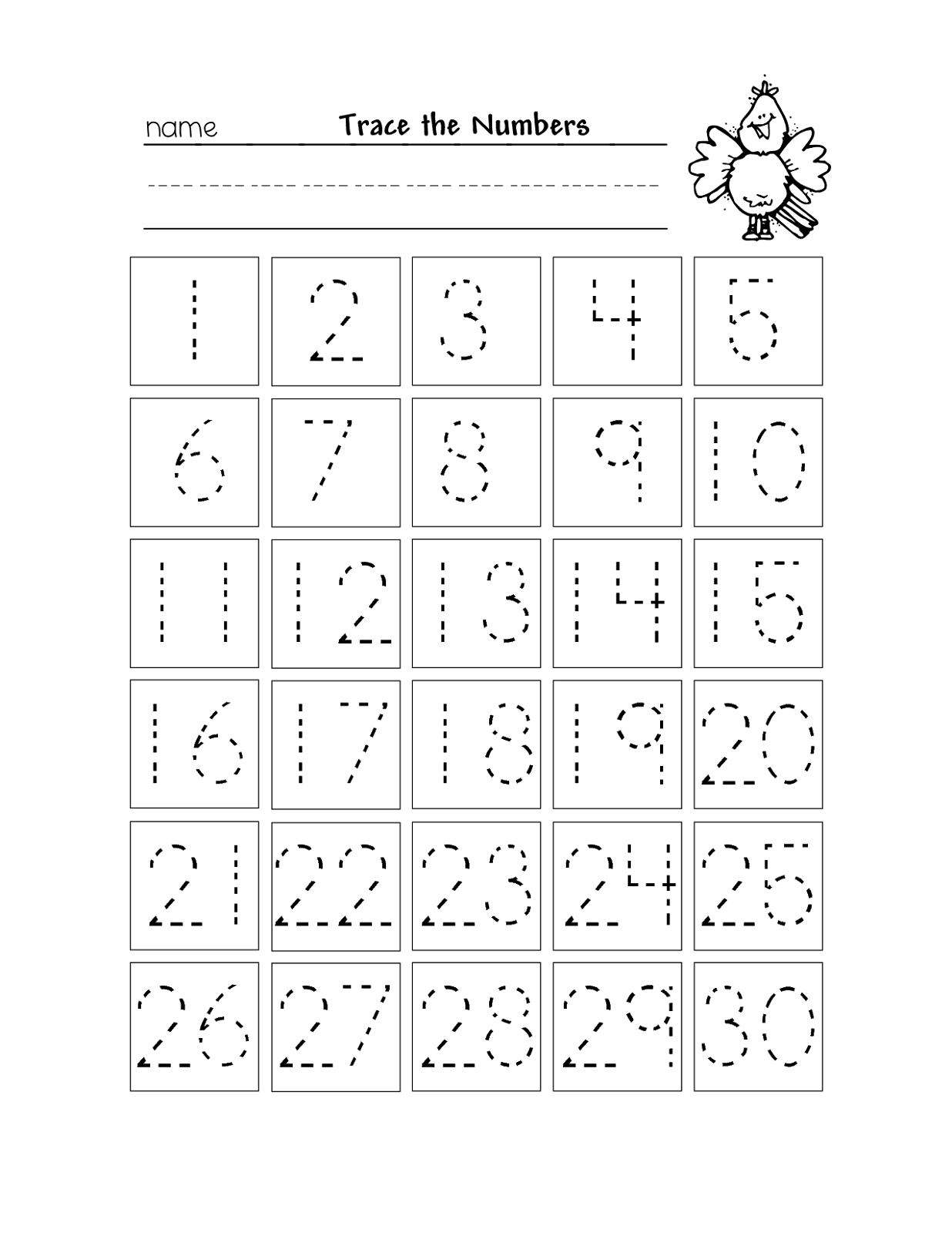 Free Printable Numbers 1-30
