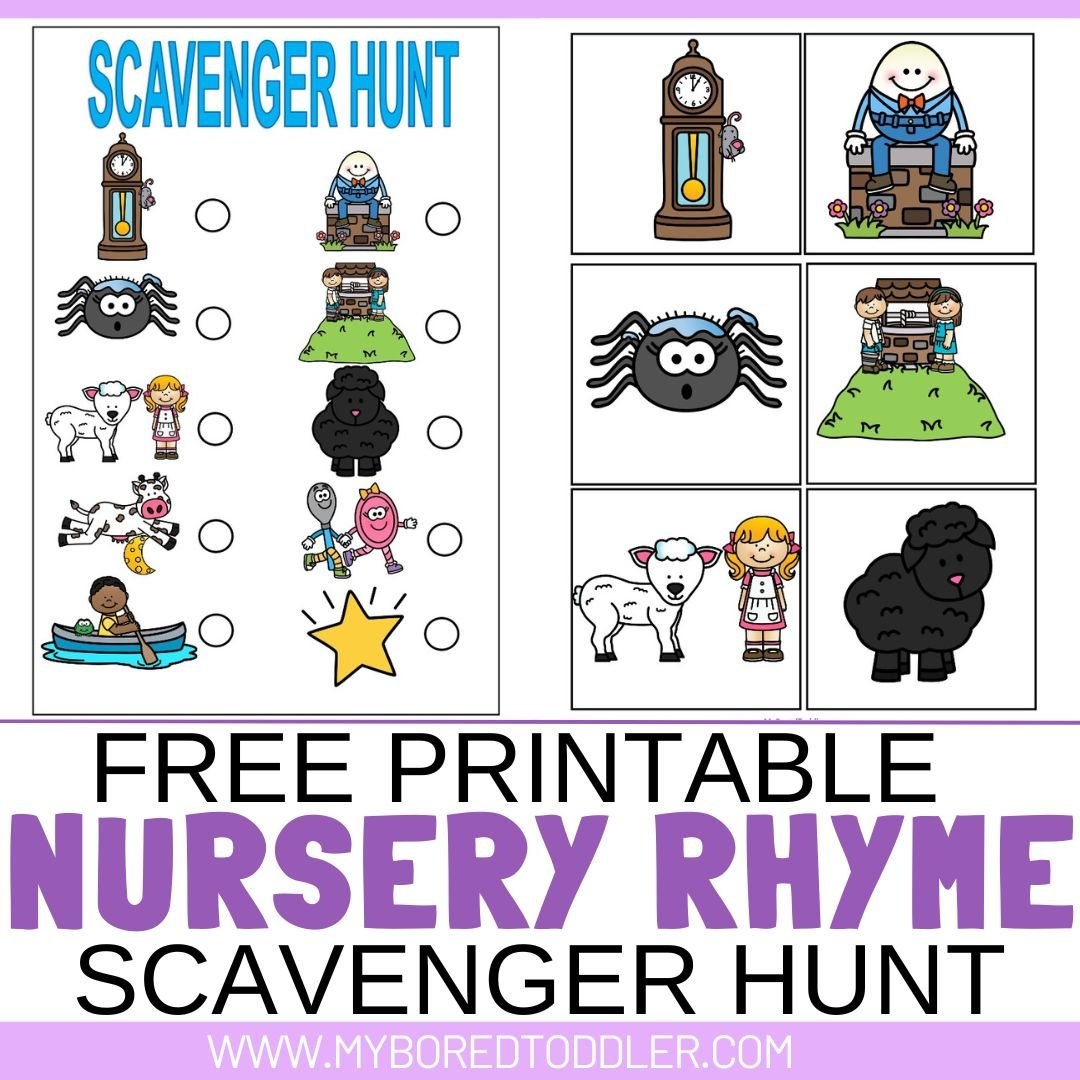 FREE PRINTABLE Nursery Rhyme Scavenger Hunt My Bored Toddler