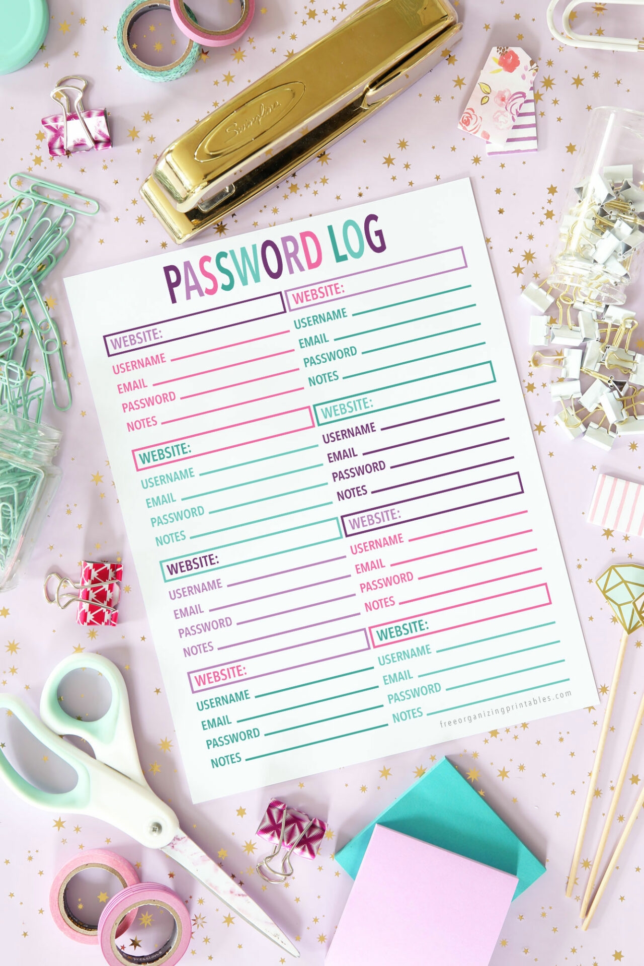 Password Log Free Printable