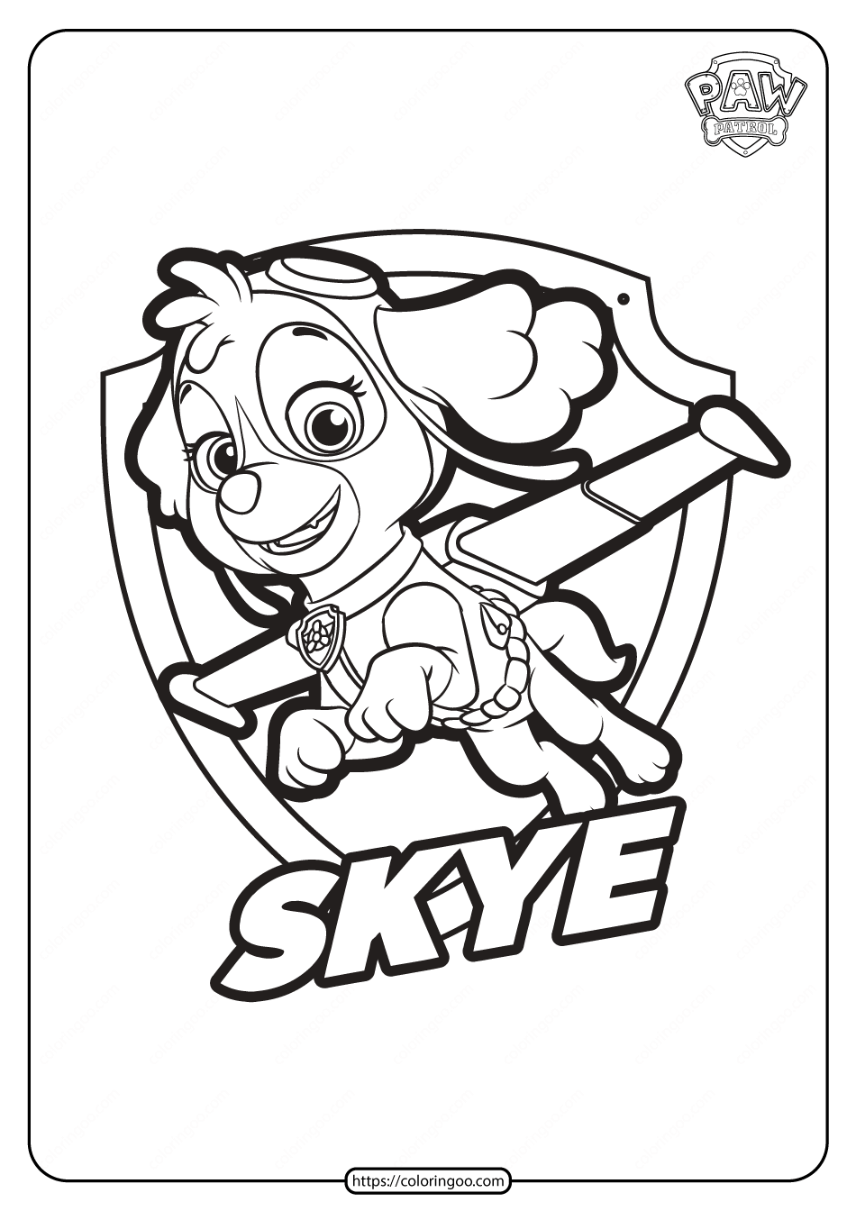 Free Printable Paw Patrol Skye Coloring Pages
