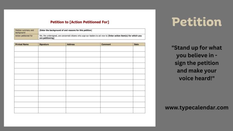Free Printable Petition Templates Word PDF Google Docs Forms