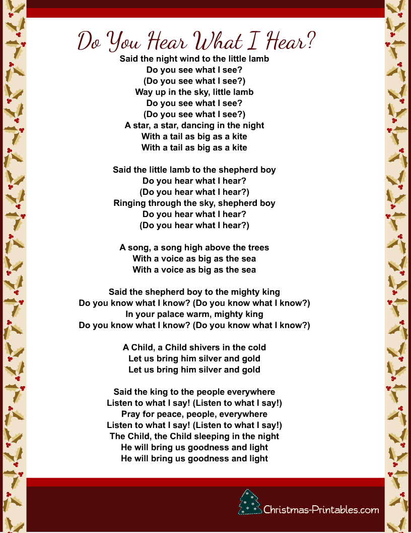 Free Printable Popular Christmas Carols Worksheets Library