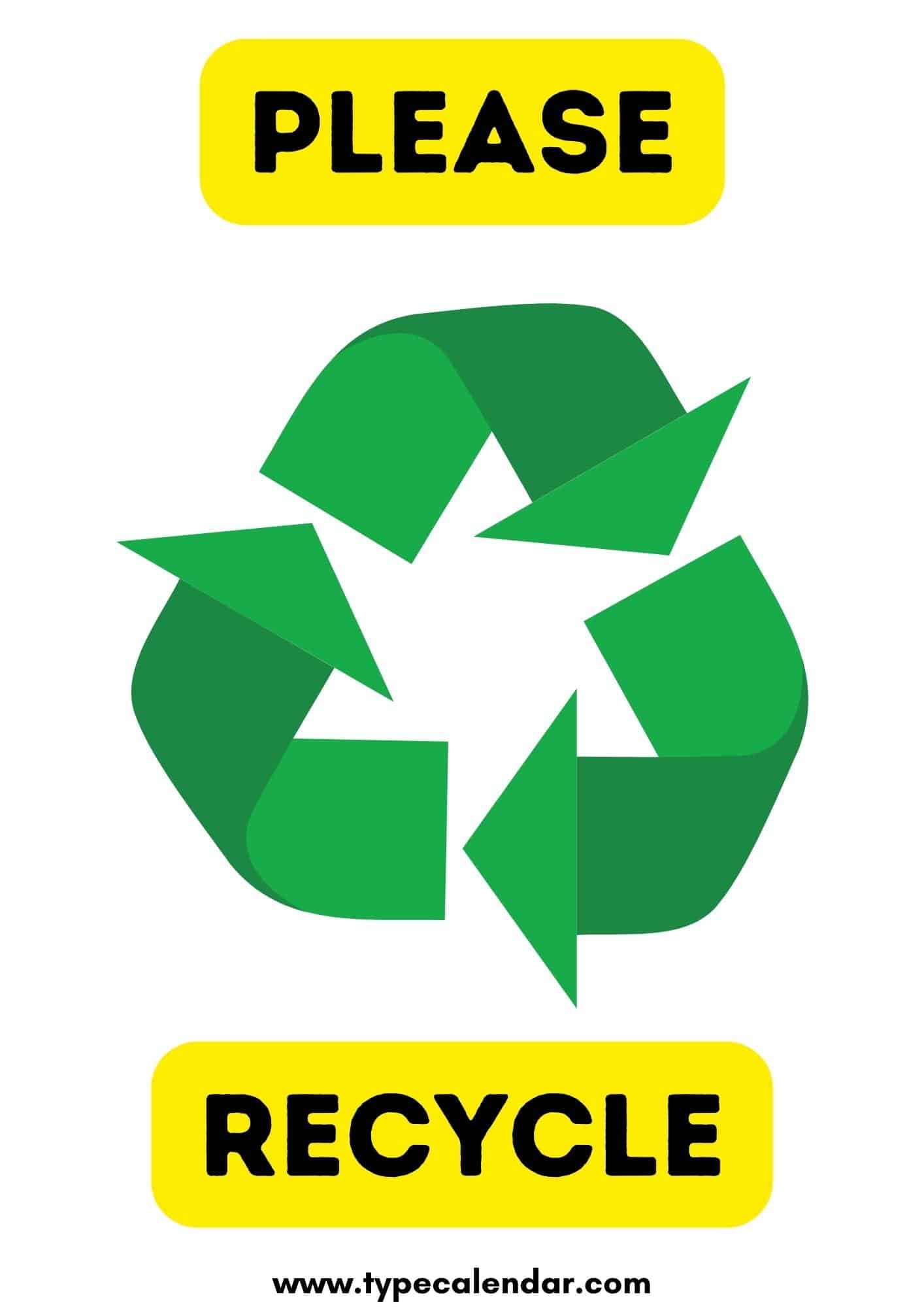 Free Printable Recycle Sign Templates PDF Trash Can