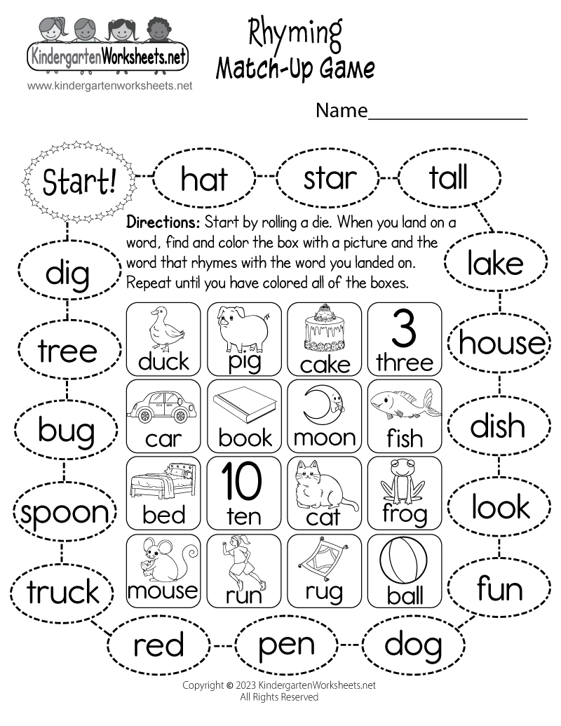Free Printable Rhyming Worksheets