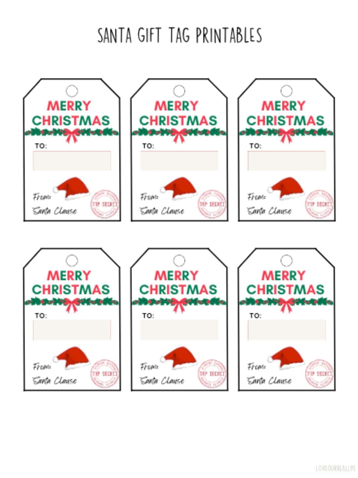 Free Printable Santa Gift Tags Download Instantly To Print 