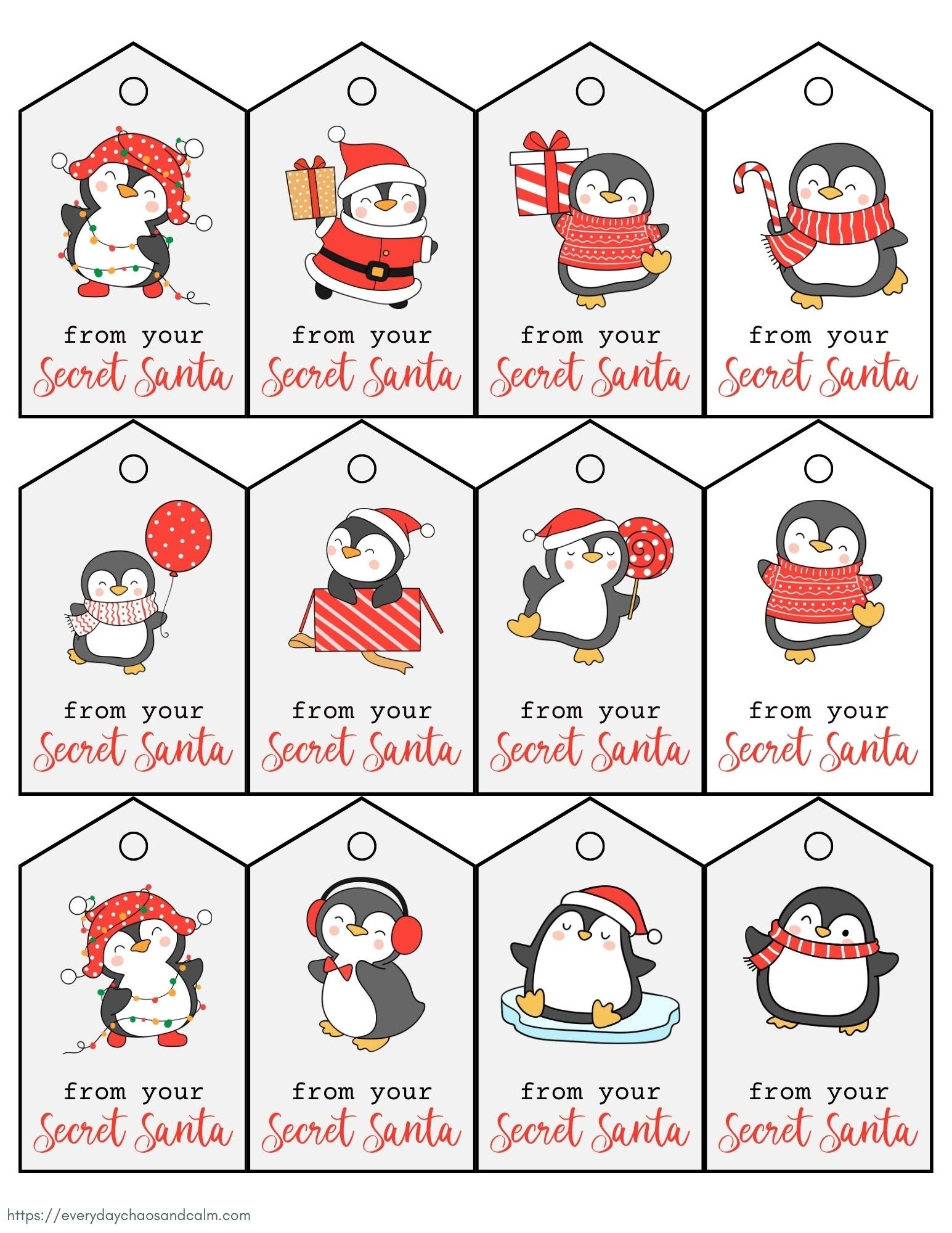 Secret Santa Gift Tags Printable Free