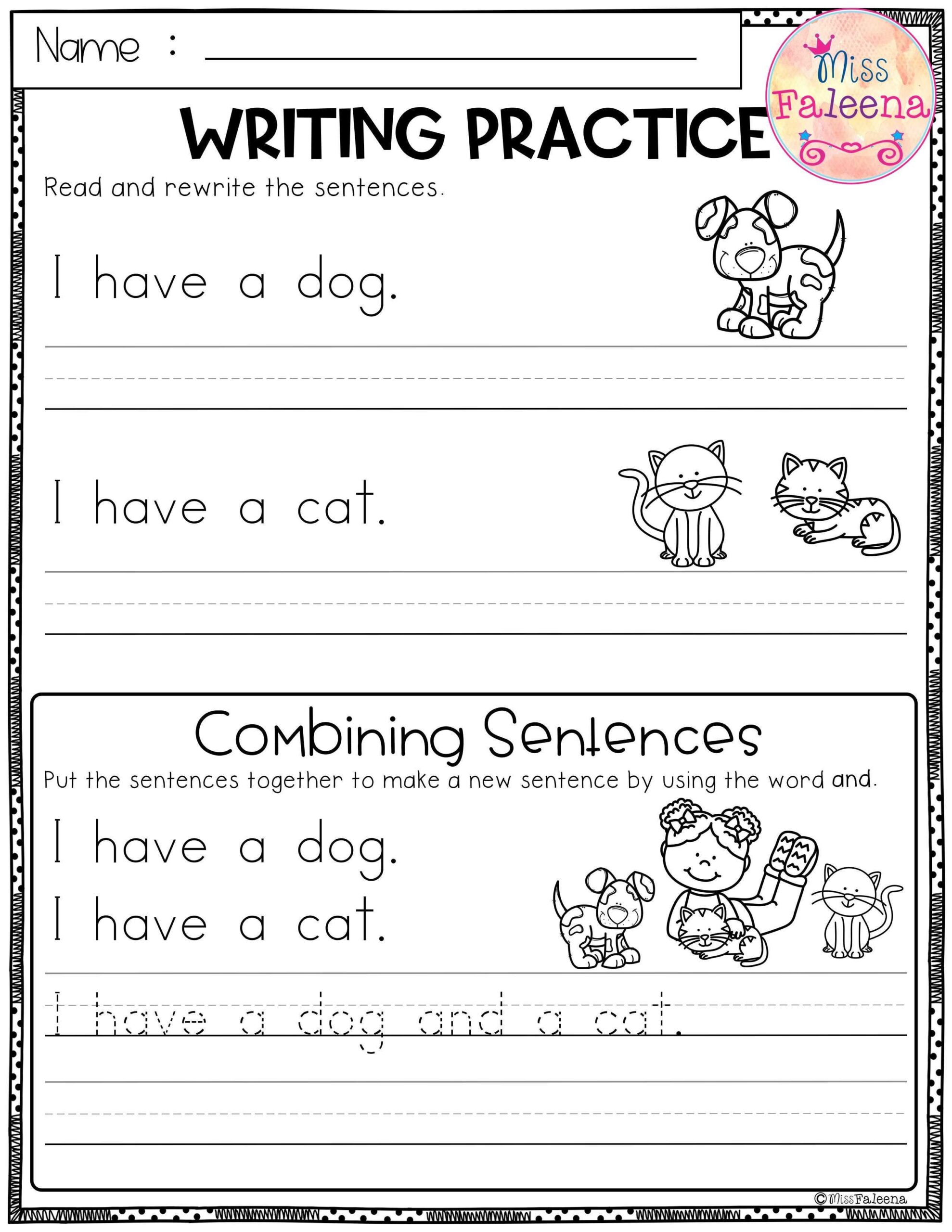 Free Printable Sentence Writing Worksheets For Kindergarten Worksheets Library