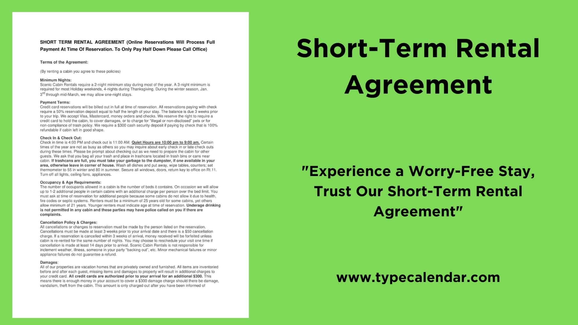 Free Printable Vacation Rental Agreement
