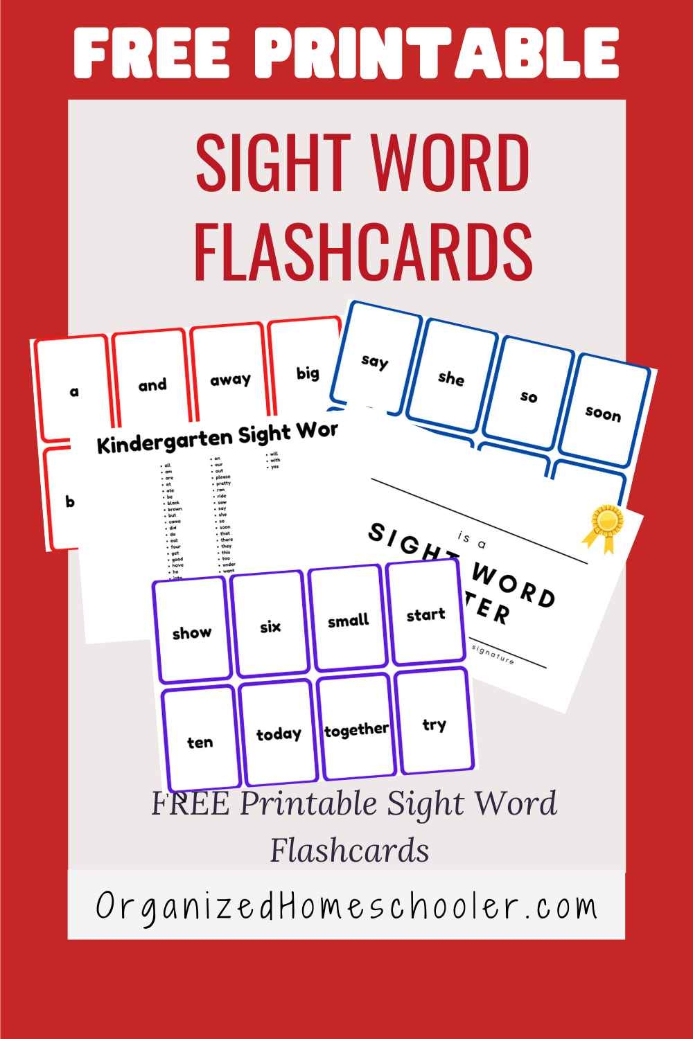 Free Printable Sight Words Flash Cards
