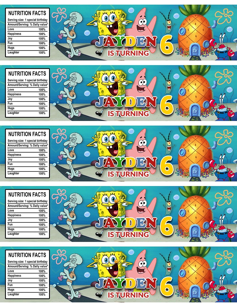 Free Printable Spongebob Water Bottle Labels Download Free 
