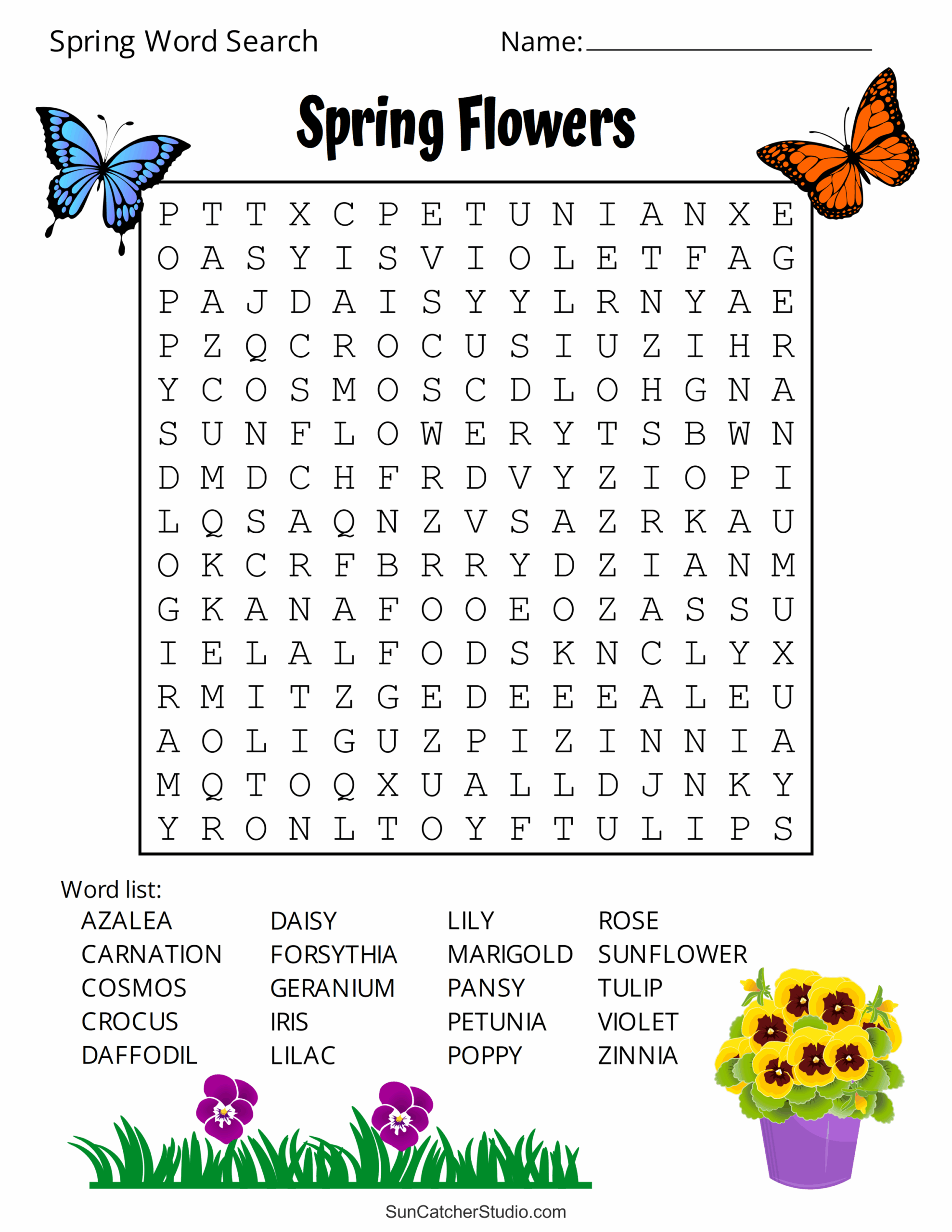 Free Printable Spring Word Search Puzzles DIY Projects Patterns Worksheets Library