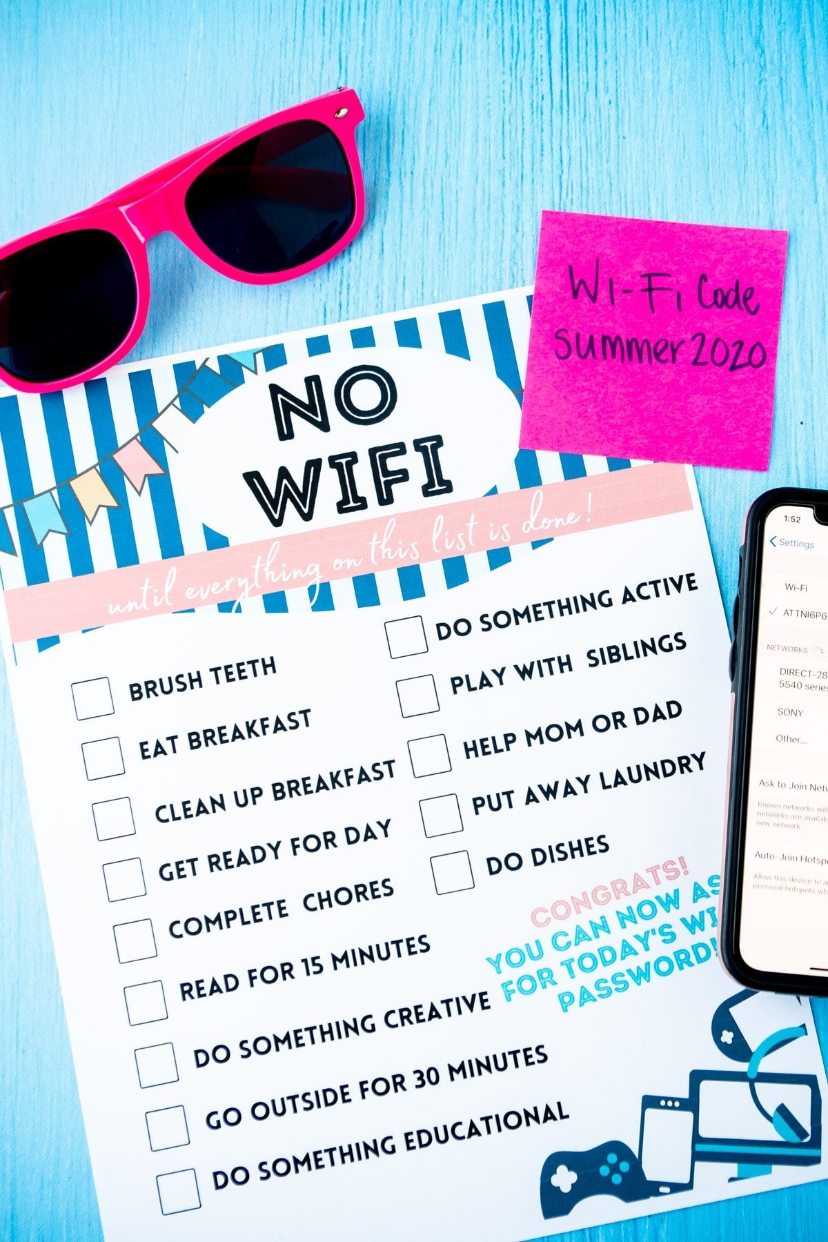 Free Printable Summer Chore Chart 6 Versions Play Party Plan