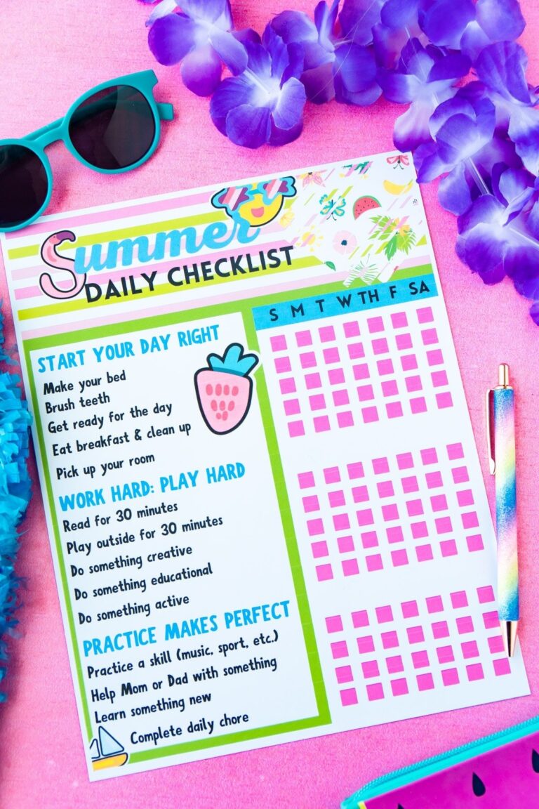 Free Printable Summer Chore Chart 6 Versions Play Party Plan