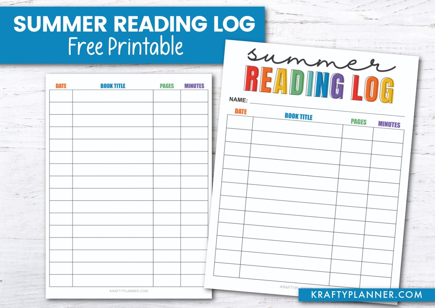 Free Printable Summer Reading Log For Kids Krafty Planner
