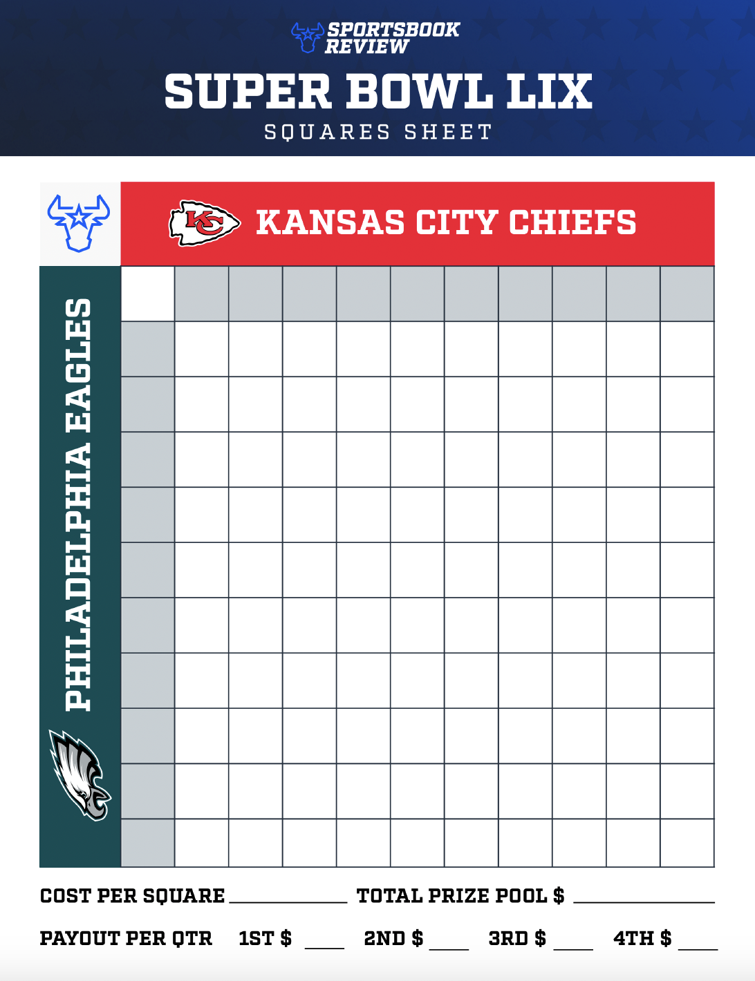 Super Bowl 2025 Squares Printable Free