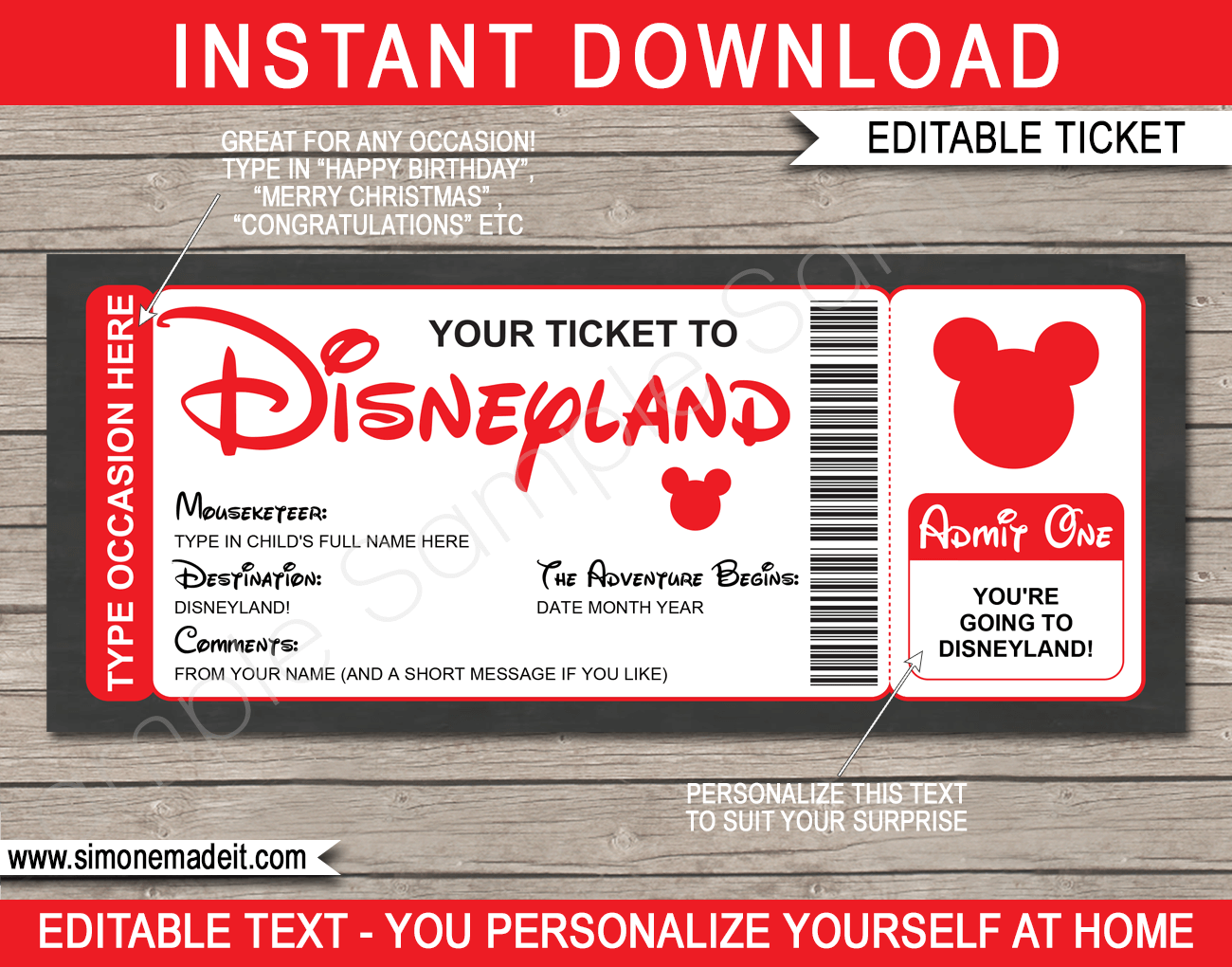 FREE Printable Surprise Disney Tickets Worksheets Library
