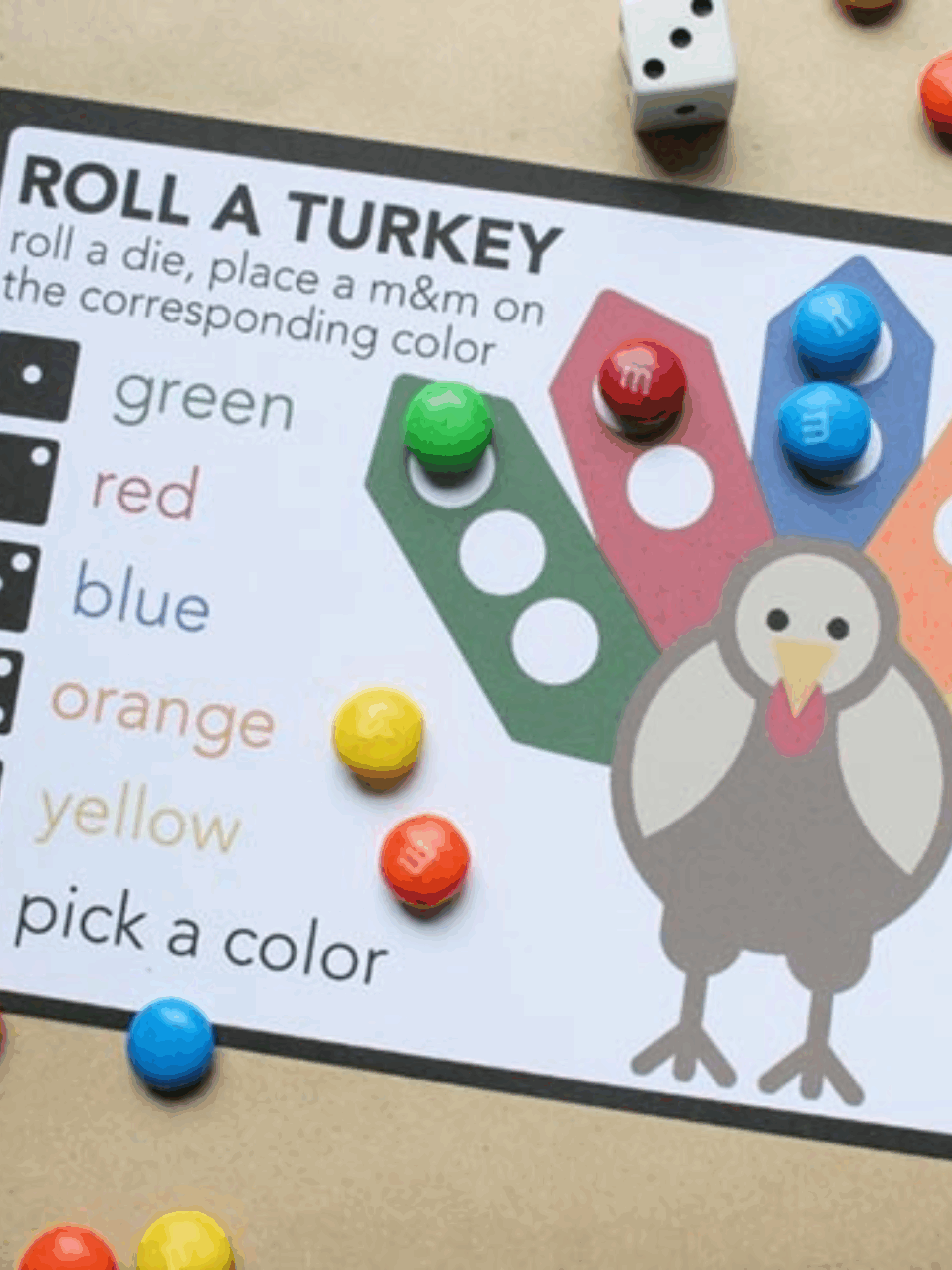 Roll A Turkey Free Printable