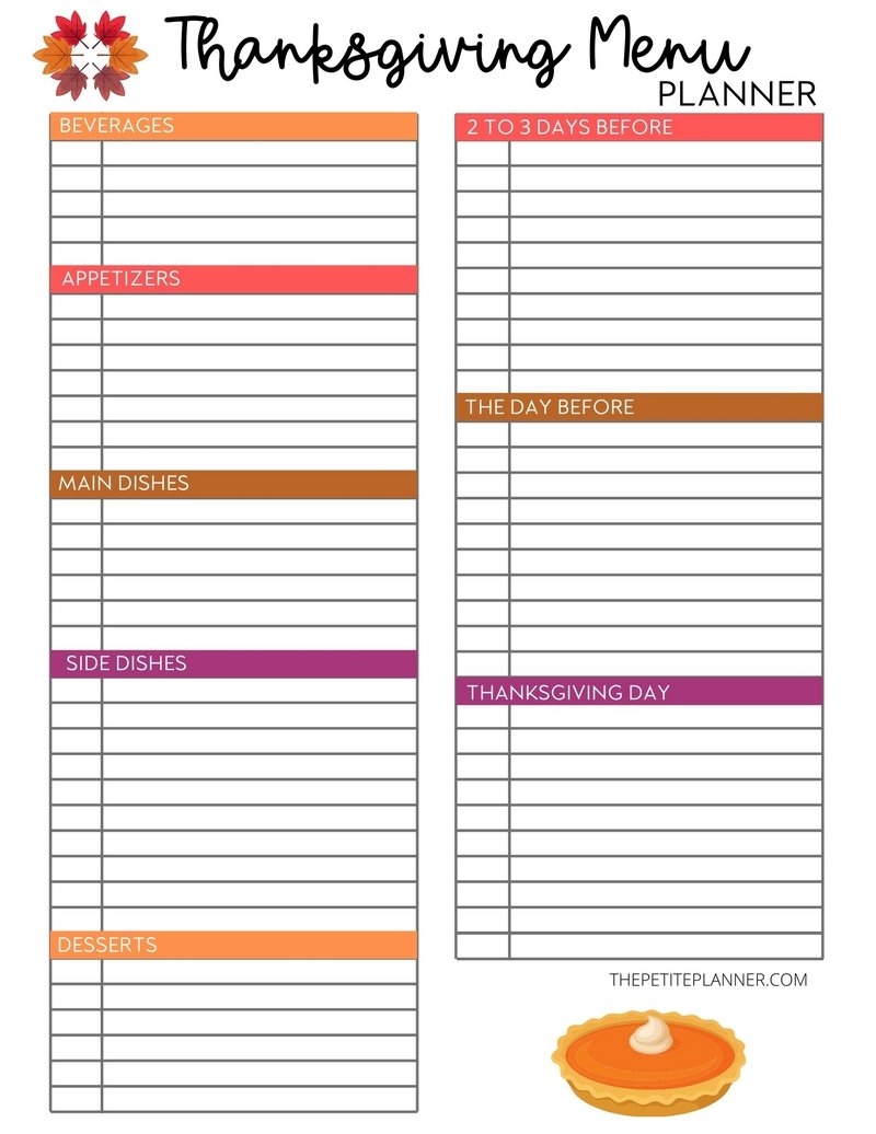 FREE Printable Thanksgiving Menu Planner Plan Your Fave Holiday Dishes