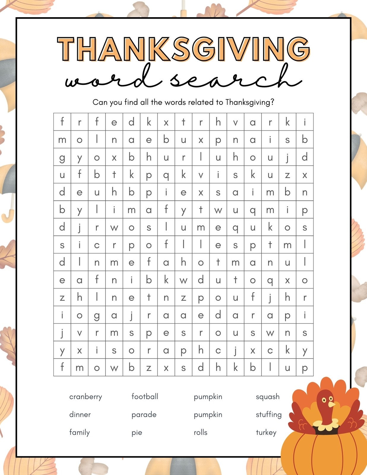 Free Printable Thanksgiving Worksheet Templates Canva