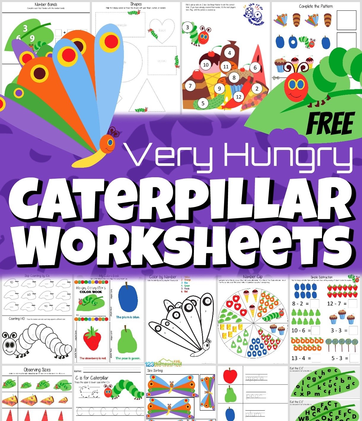 FREE Printable The Very Hungry Caterpillar Worksheets Worksheets Library