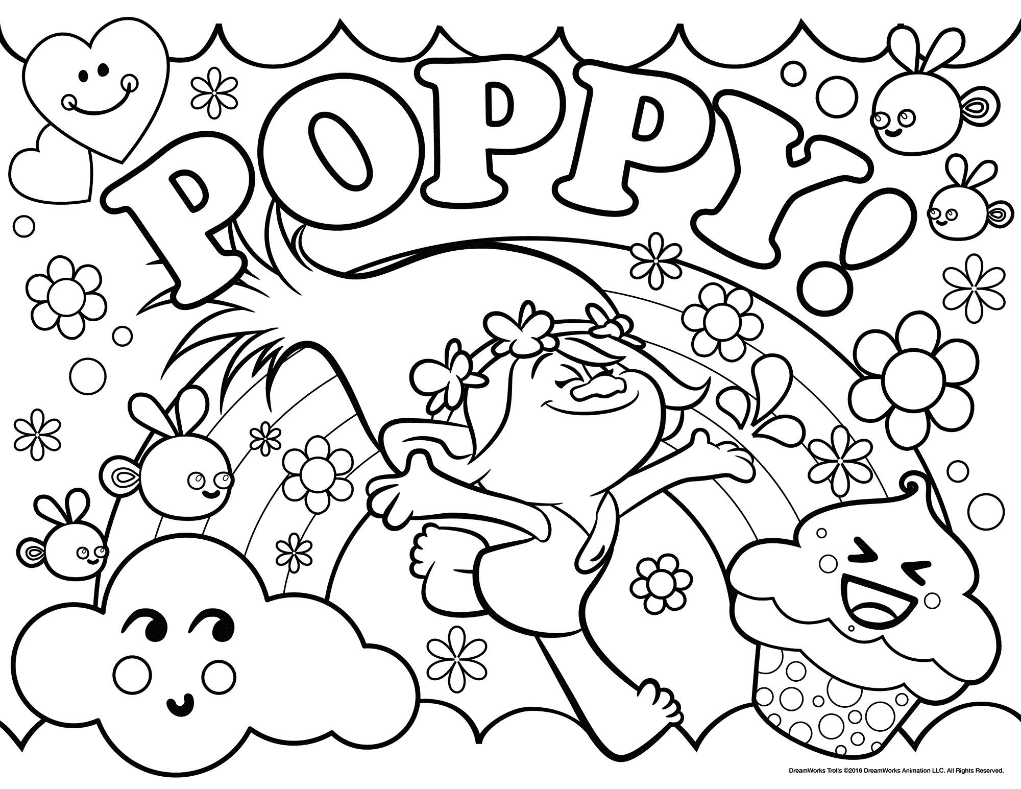 Free Printable Trolls 2 Queen Poppy Coloring Page Worksheets Library