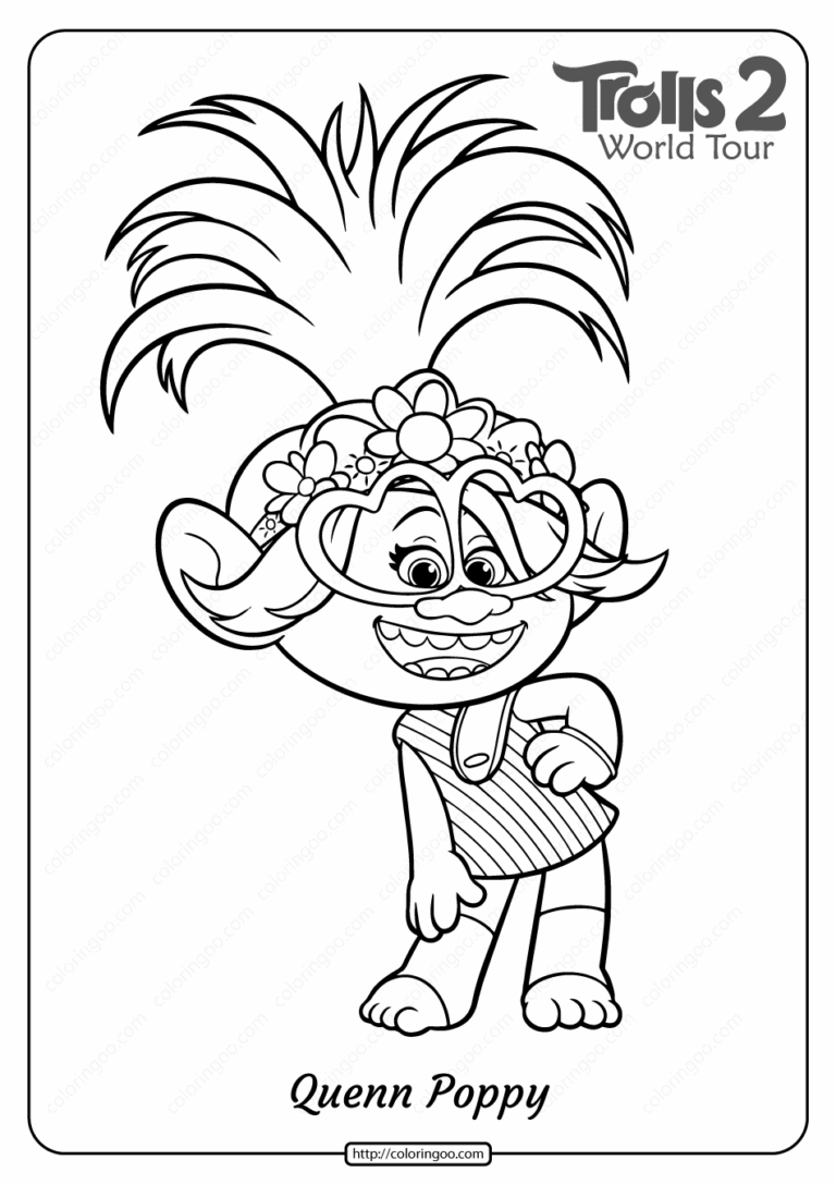 Free Printable Trolls 2 Queen Poppy Coloring Page Worksheets Library