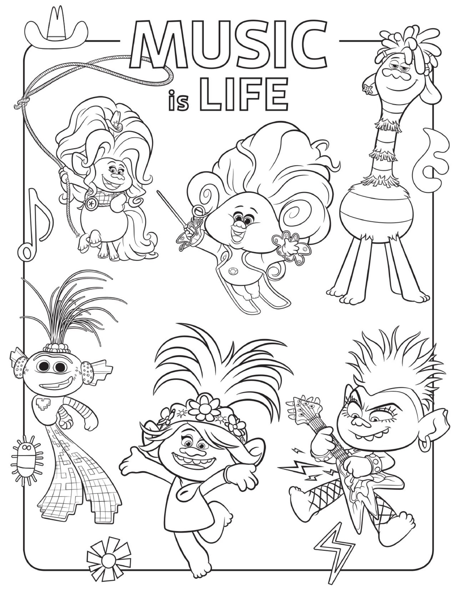 Free Printable TROLLS Coloring Pages Activity Sheets Zoom 