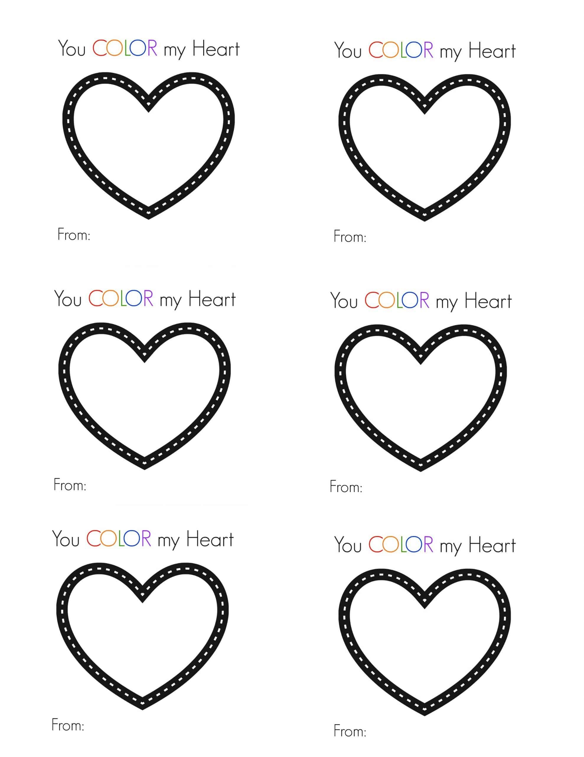 Free Printable Valentine You Color My Heart Suburban Wife Worksheets Library