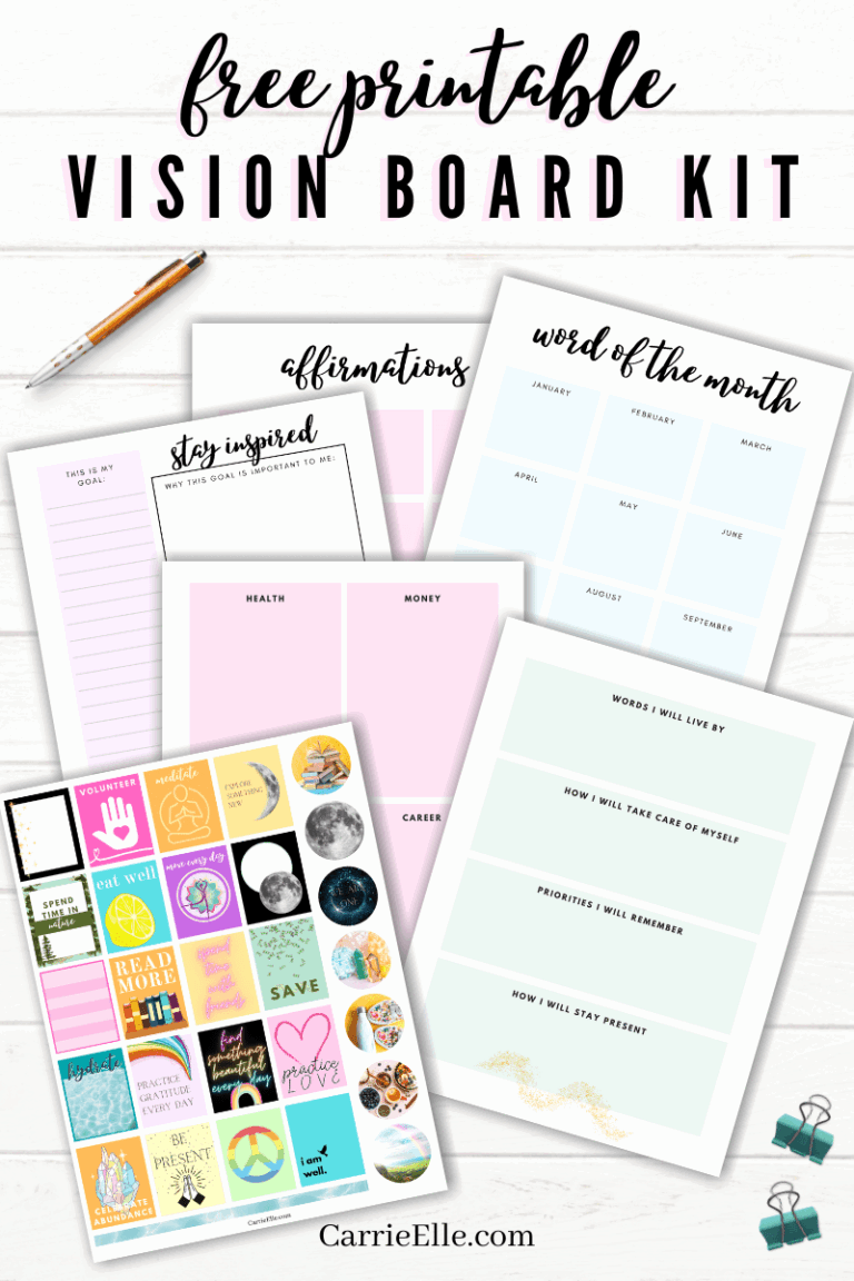 Free Printable Vision Board Kit Carrie Elle