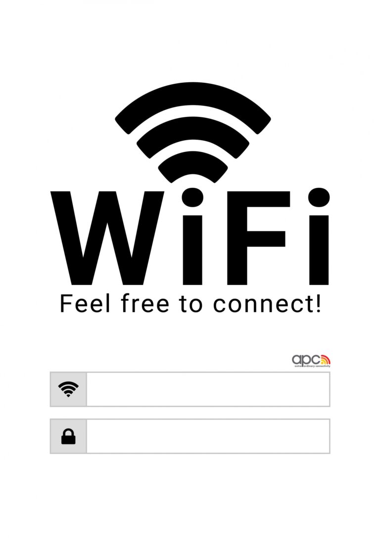 Free Printable WiFi Password Signs poster Template Downloads APC Solutions
