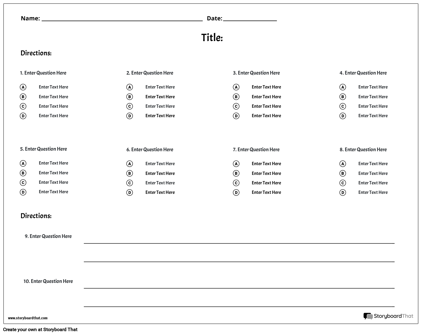 Free Quiz Maker Online Templates For Teachers Tests