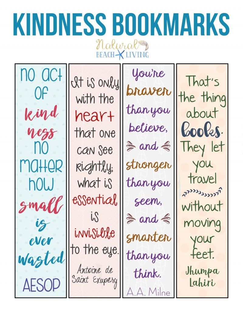 Free Random Acts Of Kindness Printable Bookmarks Natural Beach Worksheets Library