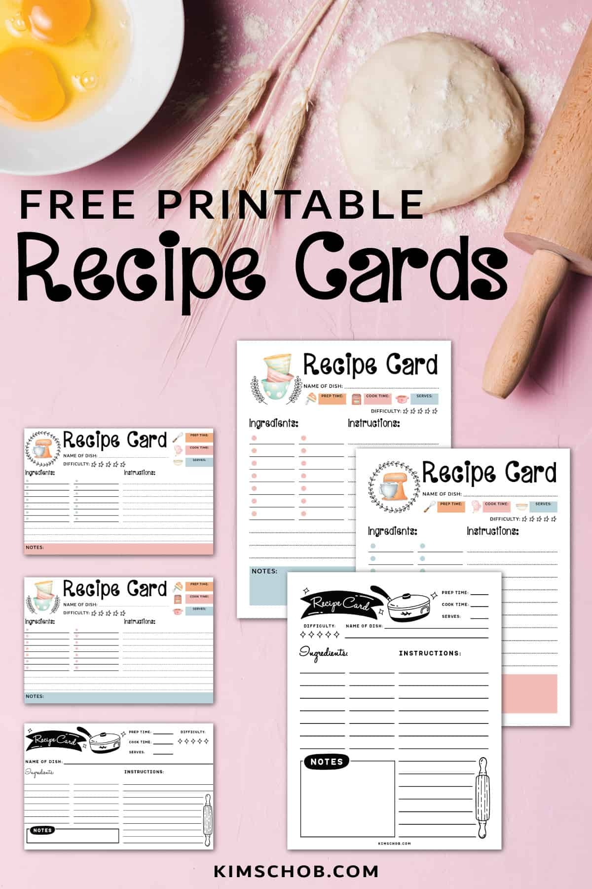 Free Recipe Card Printable Kim Schob