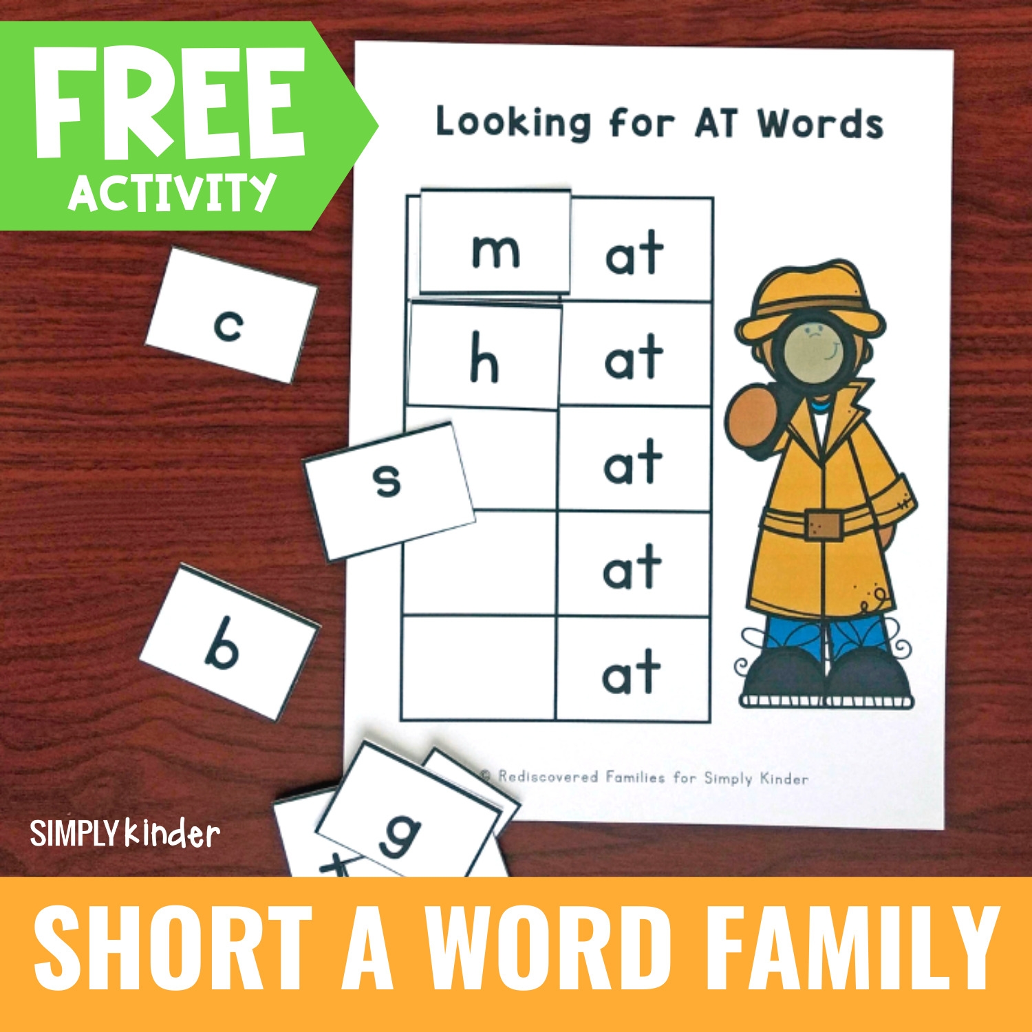 Free Short A Word Family Activity For Kinders Simply Kinder
