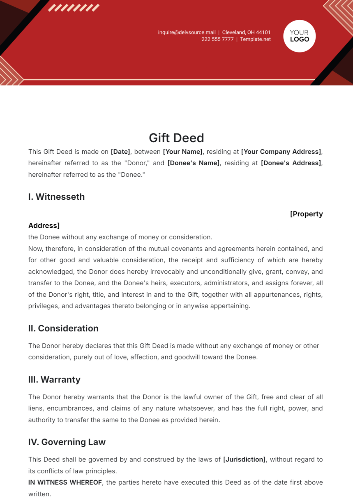 Free Simple Gift Deed Template To Edit Online