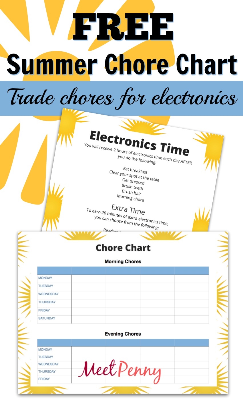 Summer Chore Chart Free Printable