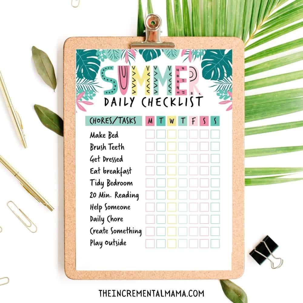 Free Summer Chore Chart To Keep Kids Busy U0026 Mom Happy