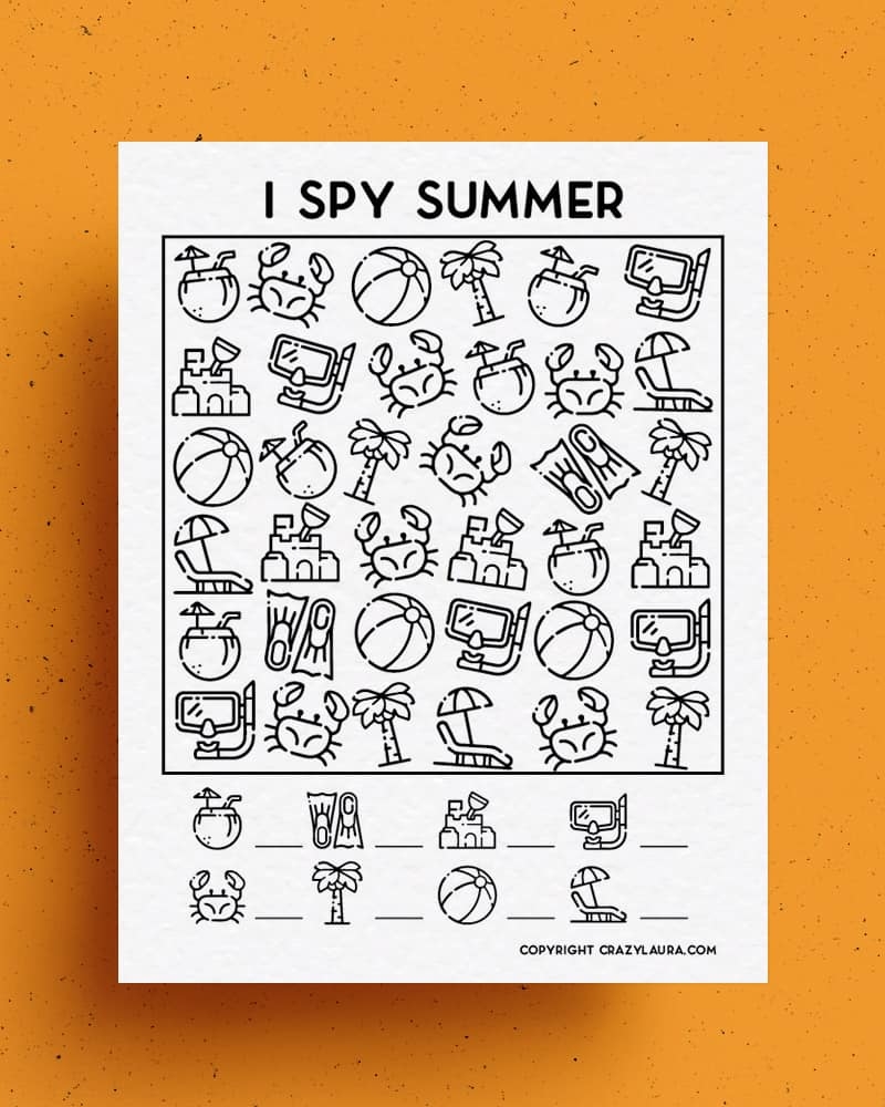 Free Summer I Spy Printable Game Sheets For Kids Crazy Laura