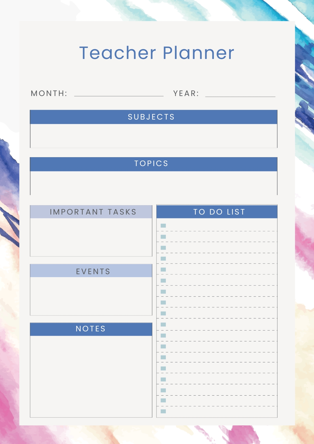 Free Teacher Planner Templates To Customize Online