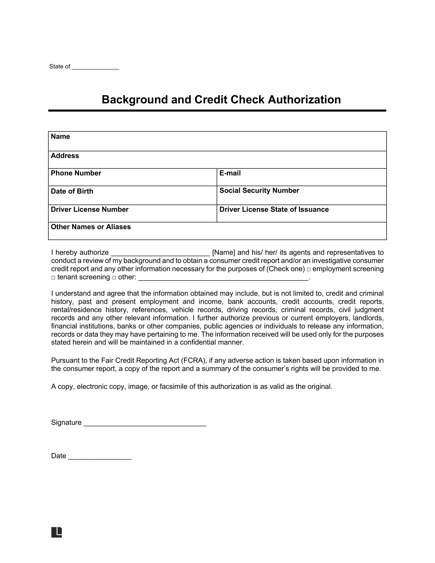 Free Tenant Background Check Authorization Form PDF U0026 Word