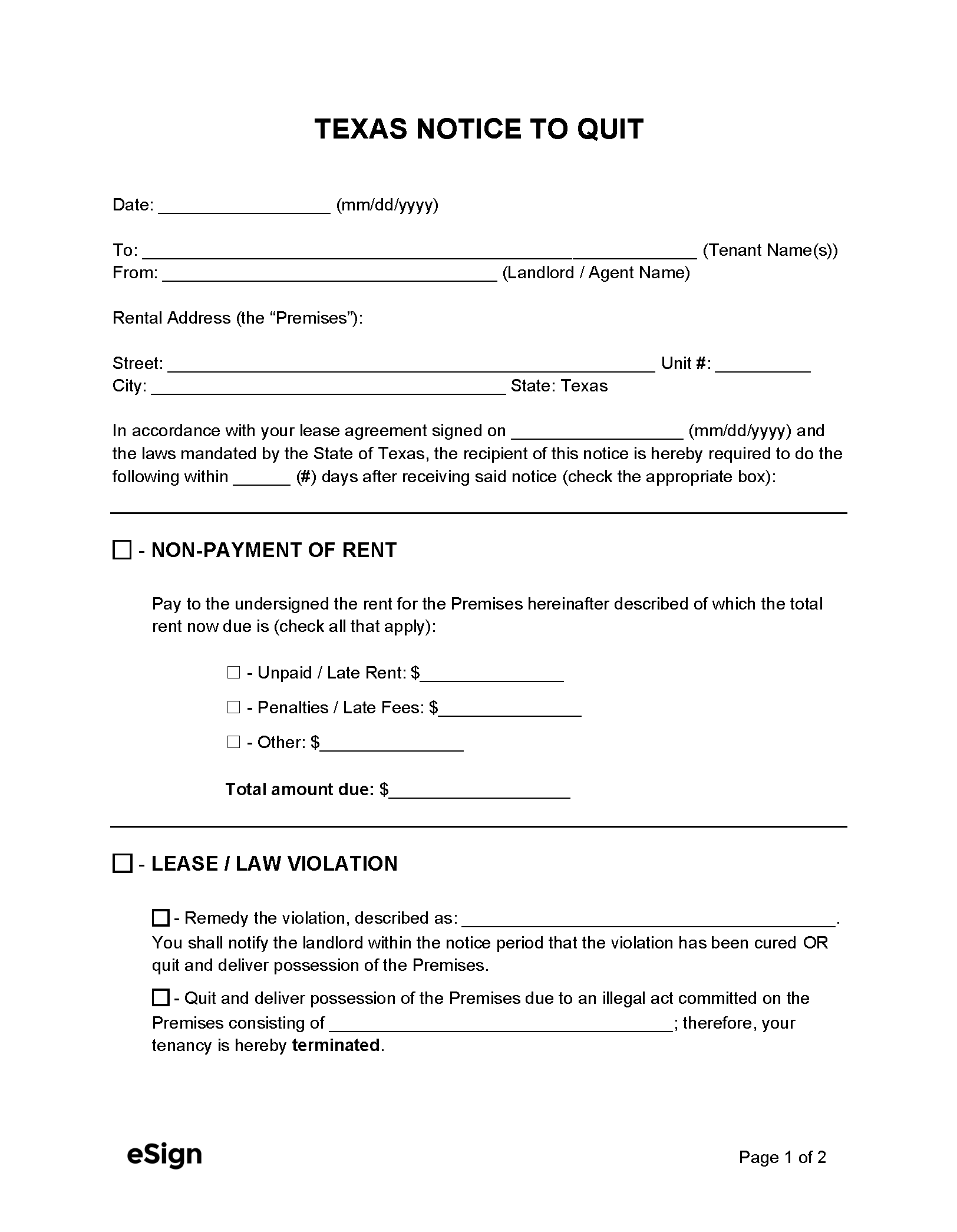 Free Texas Eviction Notice Templates 3 PDF Word