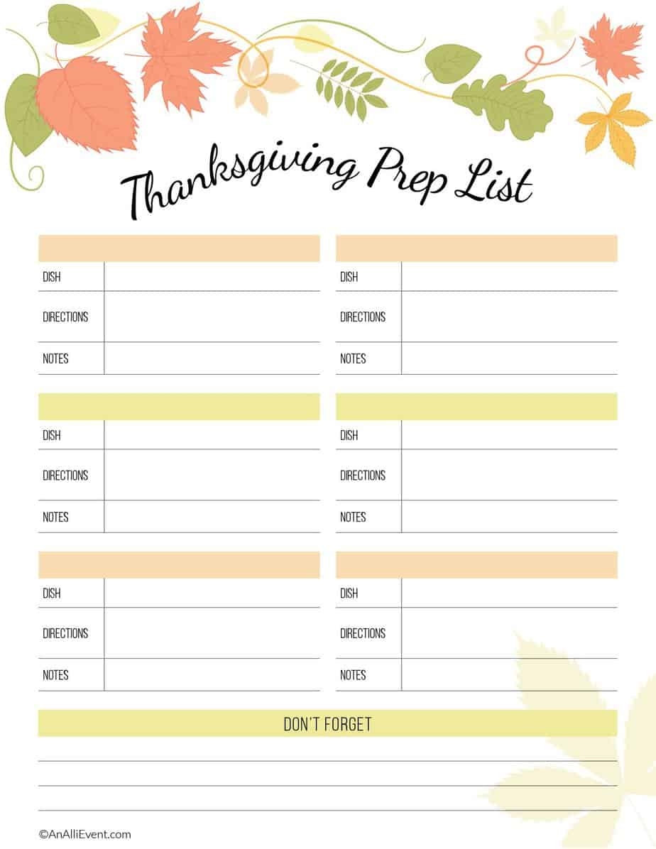 FREE Thanksgiving Planner Printable An Alli Event