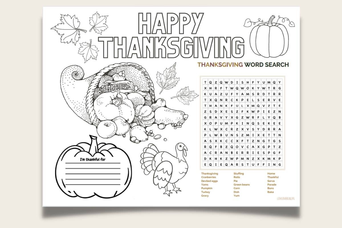 Thanksgiving Free Printables Coloring Pages
