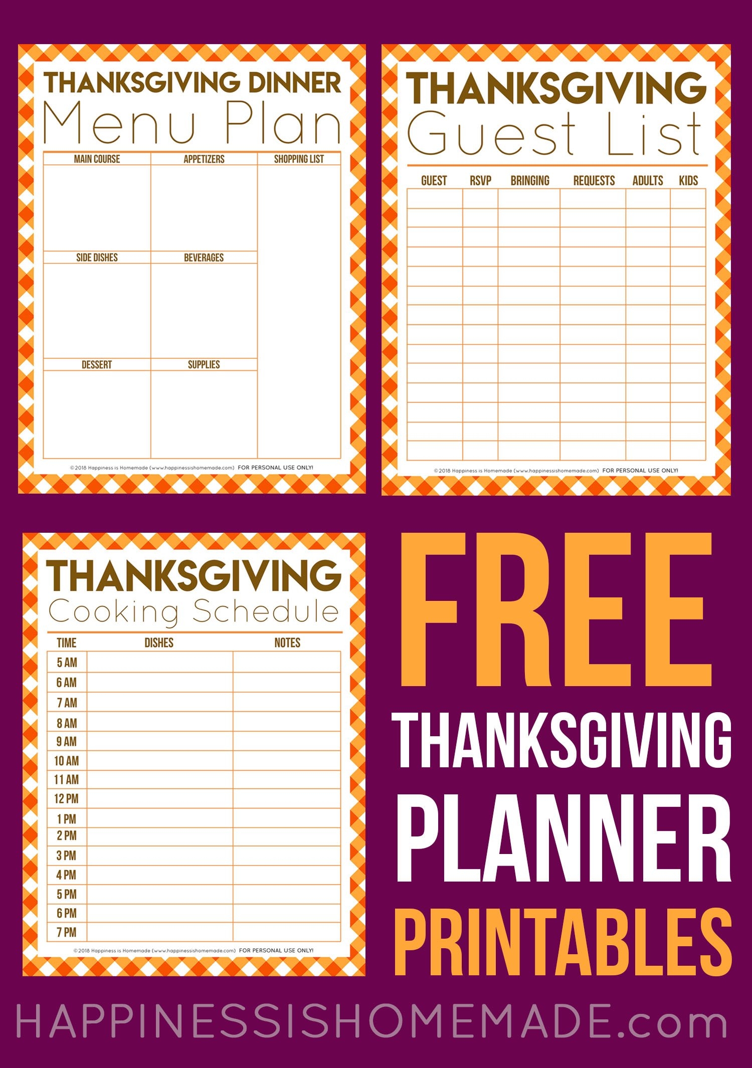 Free Thanksgiving Printables Menu Planner Guest List U0026 More 
