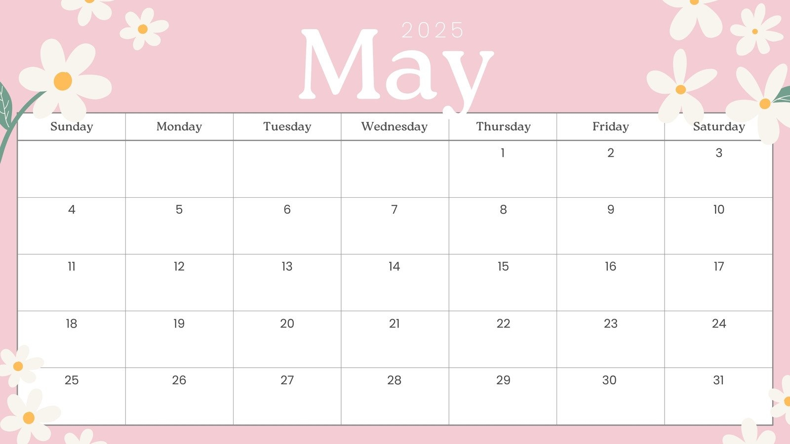 Free Printable May Calendar