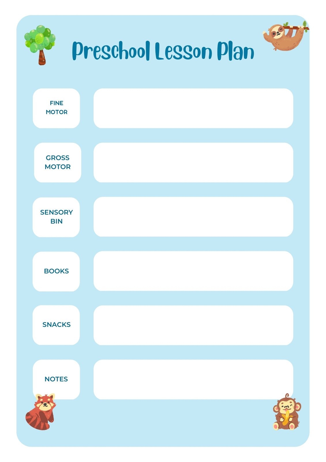 Free To Print Preschool Weekly Lesson Plan Templates Canva