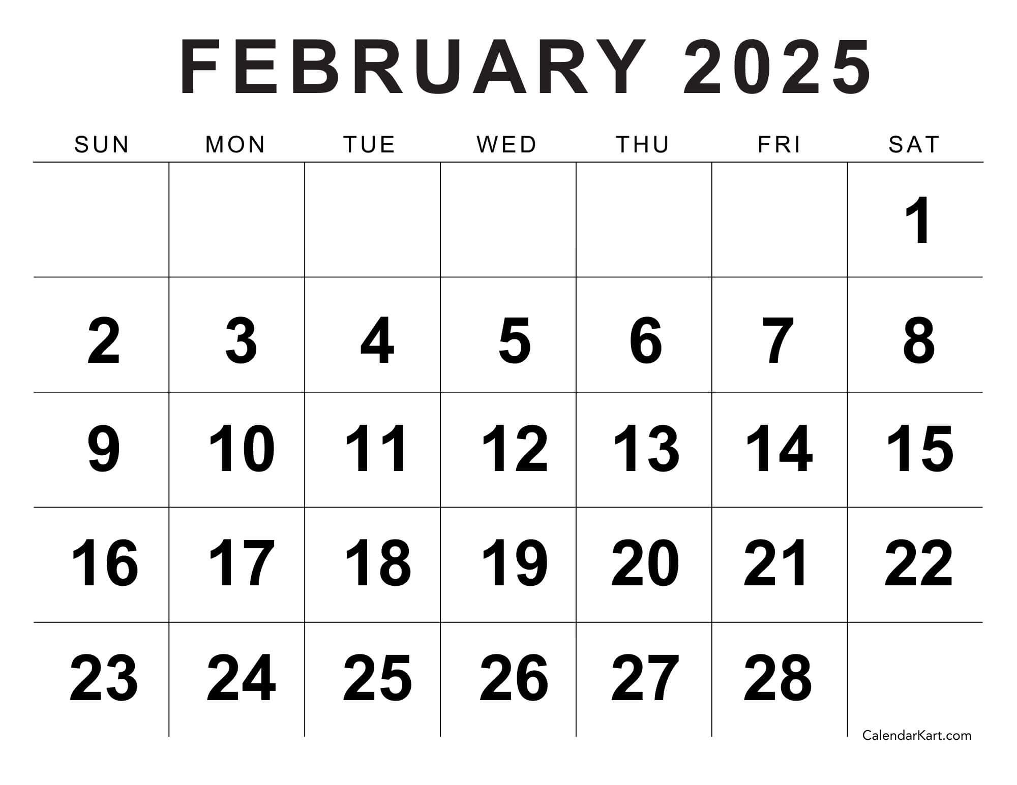 Free U0026 Cute Printable February 2025 Calendar CalendarKart