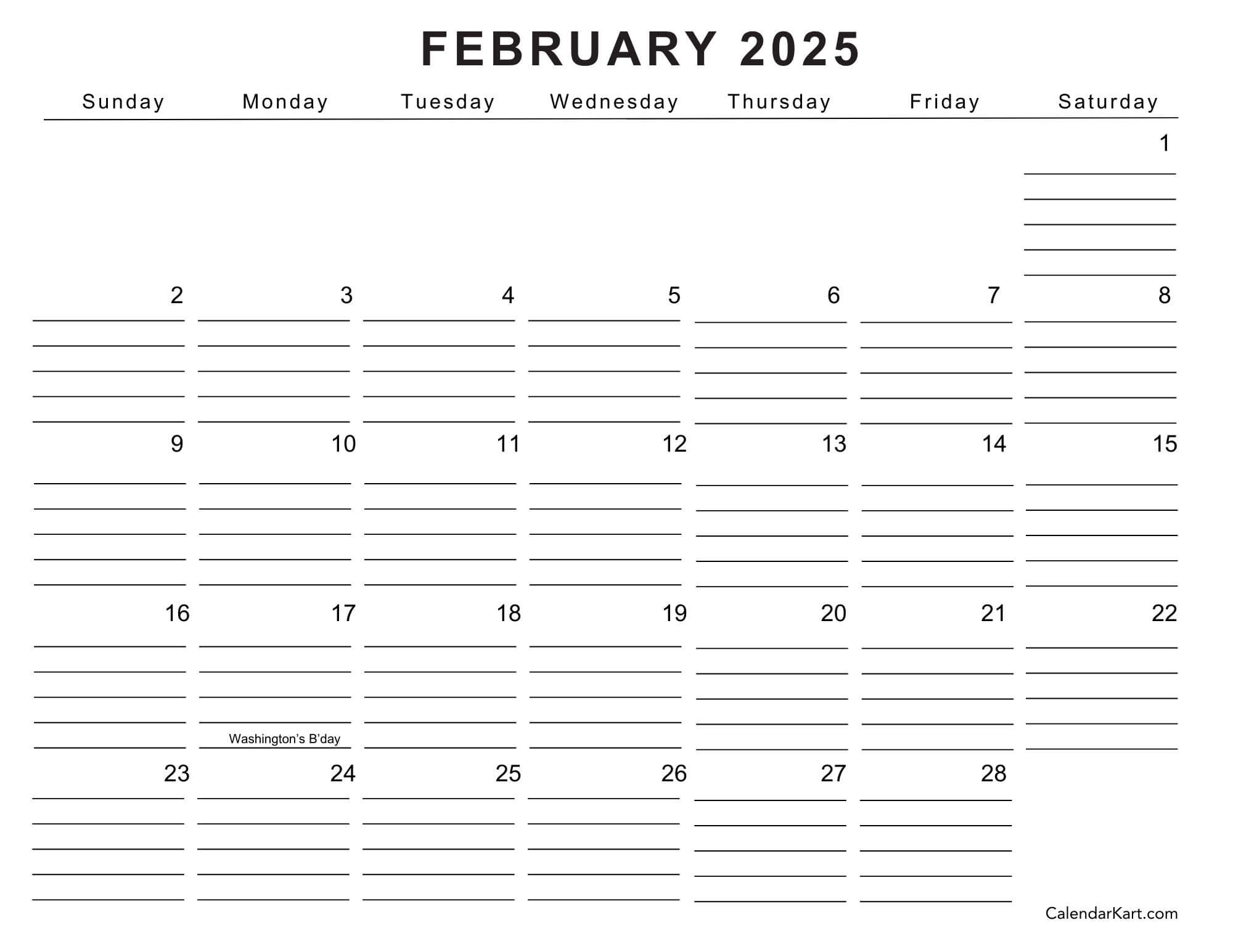 Free U0026 Cute Printable February 2025 Calendar CalendarKart