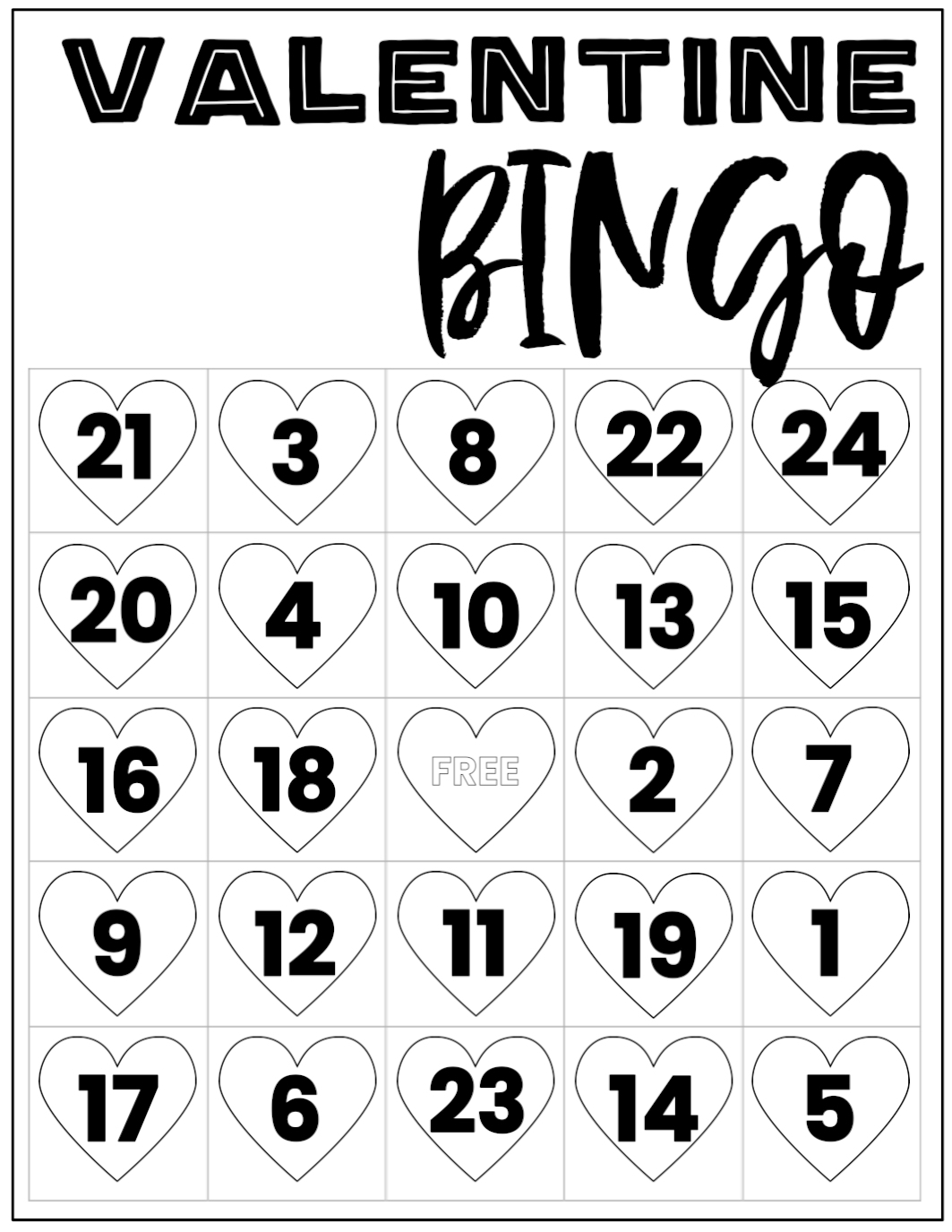 Free Valentine Bingo Printable Cards Paper Trail Design Worksheets Library